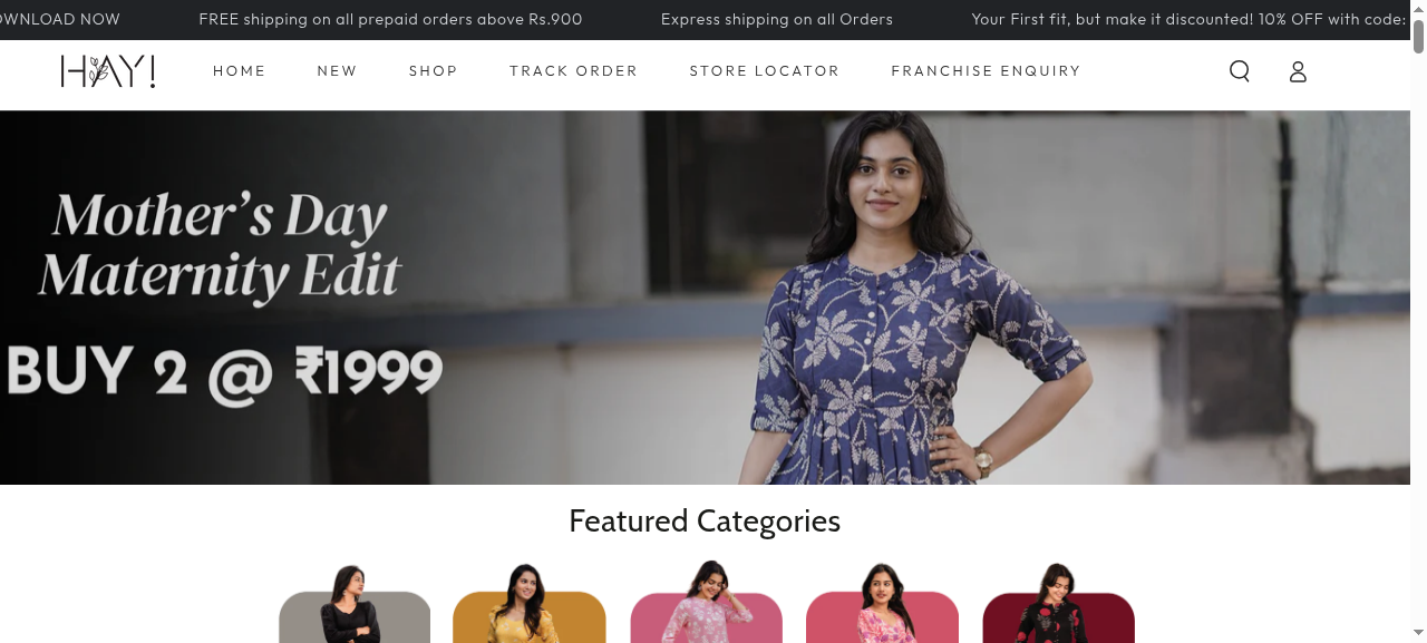 HAY Clothing - Shopify store screenshot
