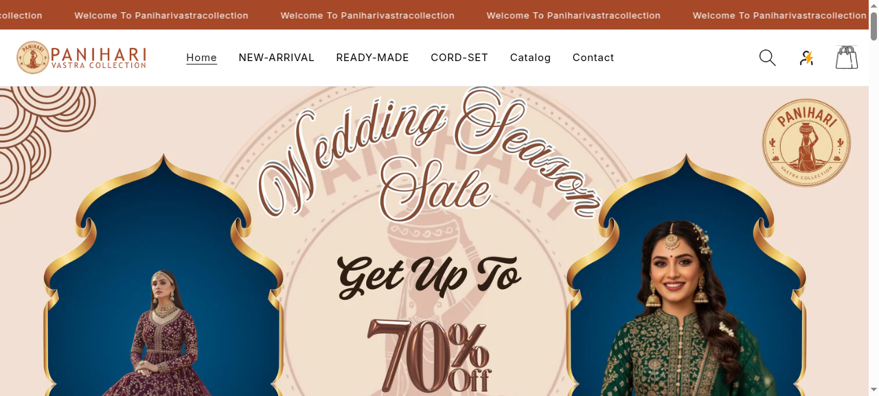 Panihari Vastra - Shopify store screenshot